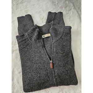 J.Crew Men's Large 100% Lambswool Full Zip Cardigan Sweater Charcoal Gray Mock N